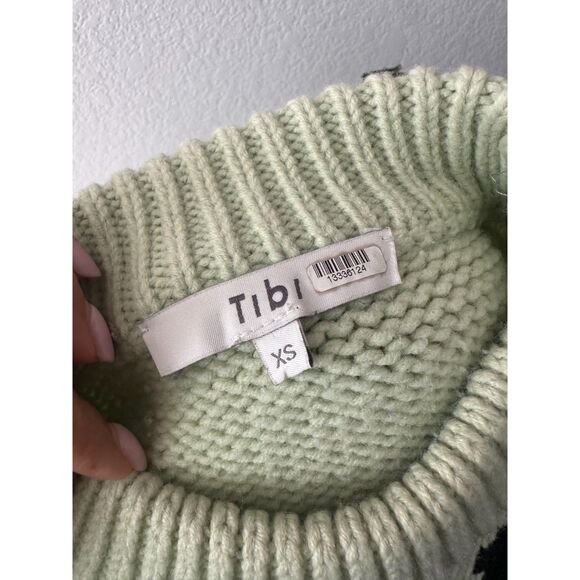 Tibi Polka Dot Intarsia Sweater Cropped Pullover Sweaters - Picture 6 of 6